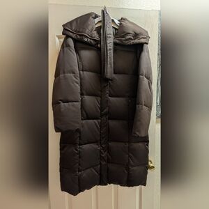 Women's Calvin Klein Brown Long Puffer Down Coat – Size M – 40" – High Collar